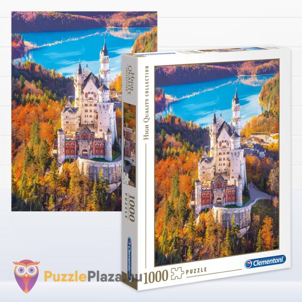Neuschwanstein Kastély puzzle kirakott képe és doboza - 1000 db - Clementoni 39382
