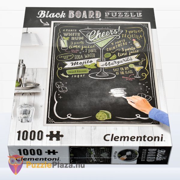 1000 darabos Cheers puzzle - Clementoni Black Board Puzzle 39467 fektetve