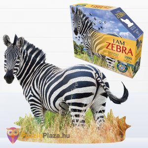 Poszer méretű 1000 darabos zebra forma puzzle doboza és kirakott képe - Wow Toys