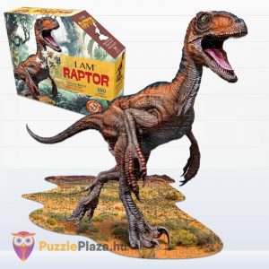 100 darabos raptor forma puzzle doboza előről és kirakott képe - Wow Toys