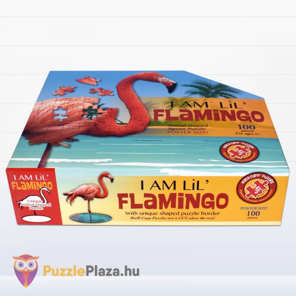 100 db-os poszter méretű flamingós forma puzzle - Wow Puzzle doboza fektetve