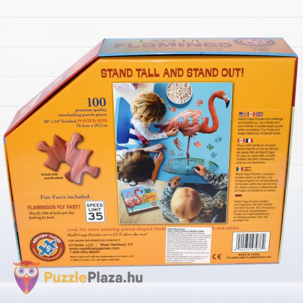100 db-os poszter méretű flamingós forma puzzle - Wow Puzzle doboza hátulról