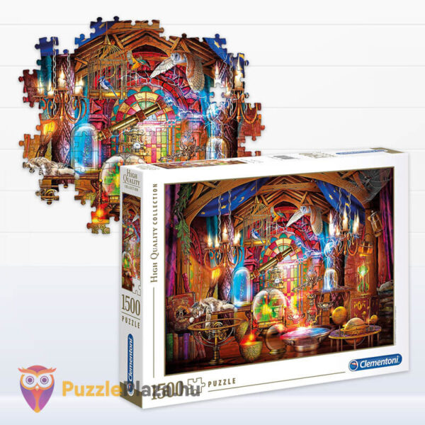 Varázslók műhelye puzzle doboza és képe, 1500 db (Clementoni 31813)