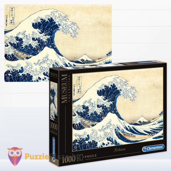 1000 db-os Hokusai: A nagy hullám Kanagavánál puzzle kirakott képe és doboza - Múzeum Kollekció - Clementoni 39378