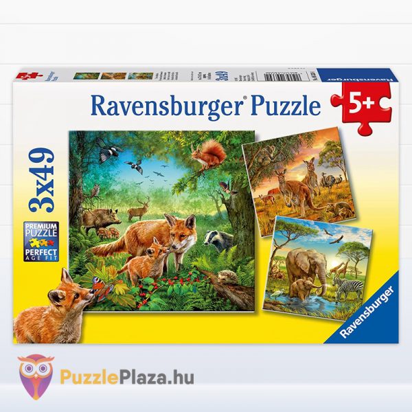 3 x 49 darabos világ állatai puzzle doboza - Ravensburger 09330