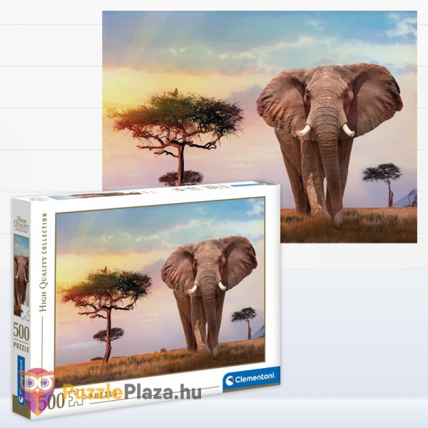 500 darabos afrikai naplemente puzzle kirakott képe és doboza - Clementoni 35096