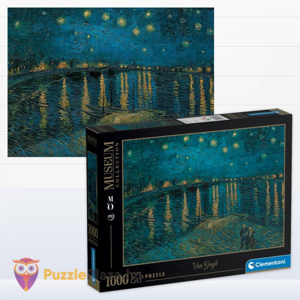 1000 darabos Csillagos éj a Rhona fölött puzzle kirakott képe és doboza - Múzeum kollekció - Clementoni 39344
