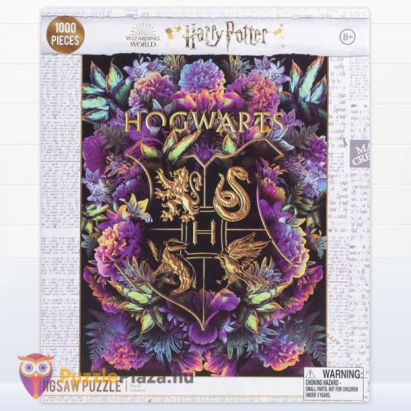 1000 darabos virág mintás Roxfort címer puzzle - Harry Potter doboza előről