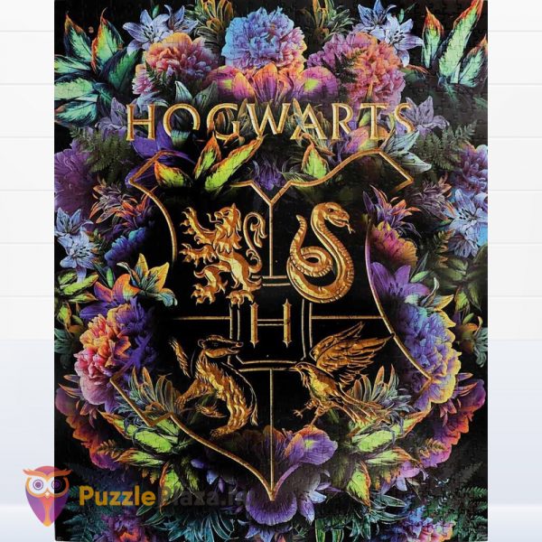 1000 darabos virág mintás Roxfort címer puzzle - Harry Potter kirakott képe