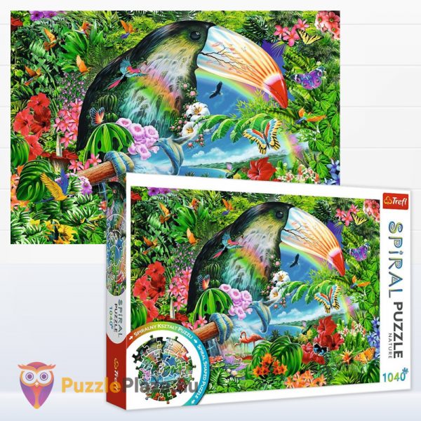 1040 db-os trópusi állatok spirál puzzle doboza és kirakott képe - Trefl 40014