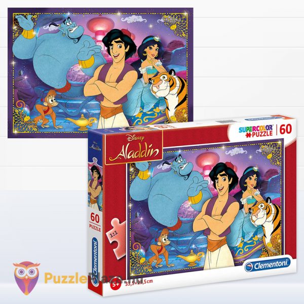 60 darabos Aladdin puzzle kirakott képe és doboza - Clementoni Supercolor Puzzle 26053