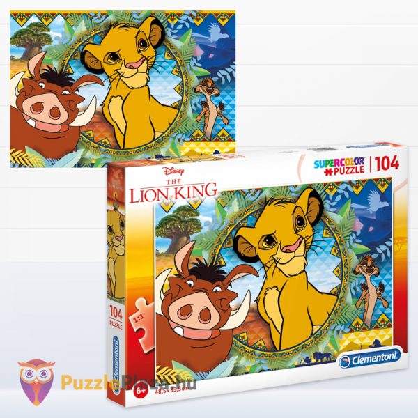 104 darabos Az Oroszlánkirály puzzle doboza és a kirakó képe - Clementoni Supercolor (Szuper Színes) 27287