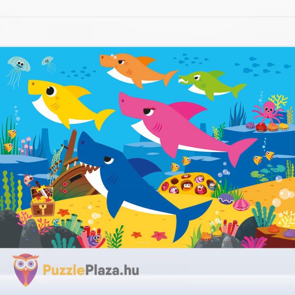 104 darabos Baby Shark puzzle kirakott képe - Clementoni SuperColor (Szuper Színes kirakó) 23751