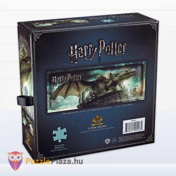 1000 darabos Harry Potter puzzle: Menekülés a Gringotts bankból doboza hátulról - Noble Collection