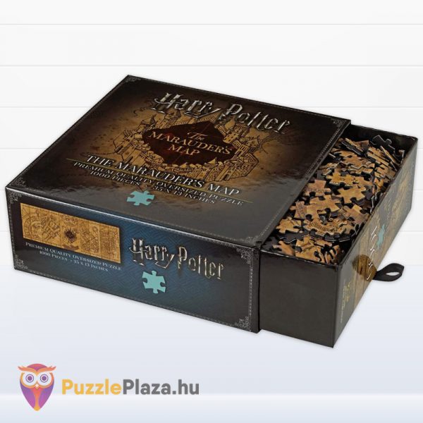 1000 darabos Harry Potter: Tekergők térképe puzzle doboza fektetve, kinyitva - Noble Collection