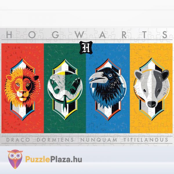 Harry Potter: Varázslóház címerek puzzle kirakott képe - 500 db - Winning Moves