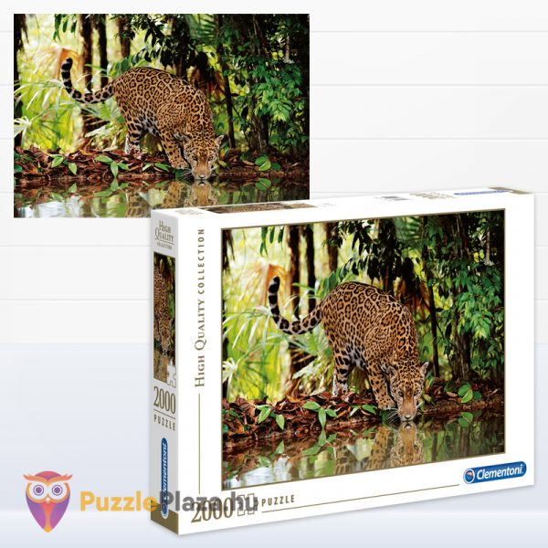2000 darabos leopárd puzzle kirakott képe és doboza - Clementoni 32537 kirakó