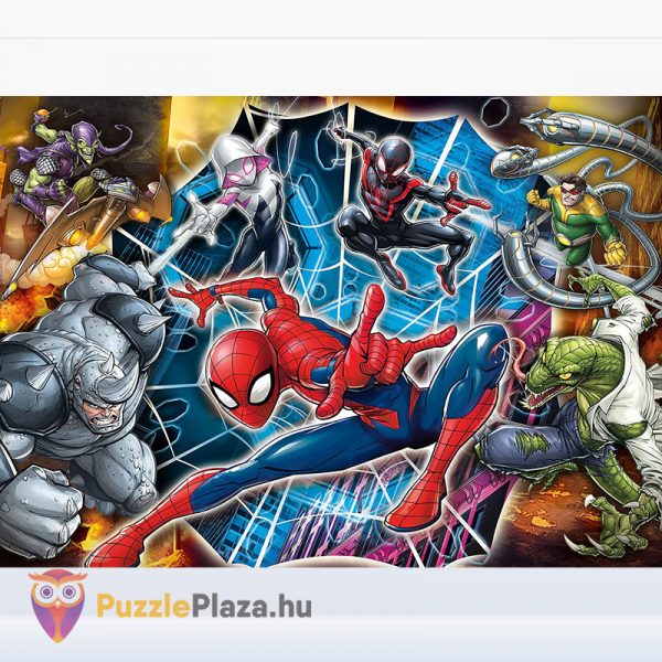 Marvel: Pókember 4 az 1-ben puzzle kirakott képe. 20-60-100-180 darabos Clementoni SuperColor (Szuper Színes) Progressive 21410
