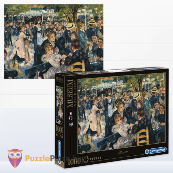 1000 db-os Renoir: Bál a Moulin de la Galette-ben puzzle kirakott képe és doboza - Clementoni Museum Collection 31412