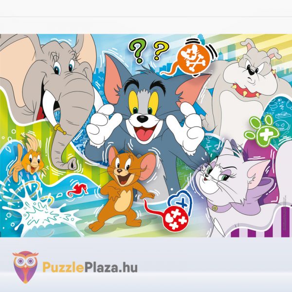 104 darabos Tom és Jerry puzzle képe - Clementoni SuperColor (Szuper Színes kirakó) 27518