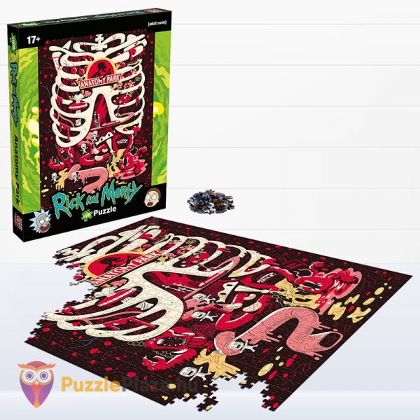 Rick és Morty puzzle: Anatómia park kirakott képe és doboza - 1000 db - Winning Moves
