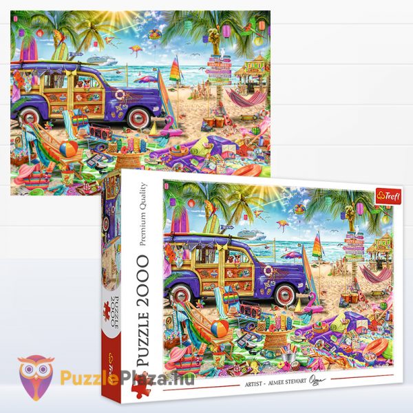 2000 darabos trópusi vakáció festmény puzzle kirakott képe és doboza - Trefl 27109