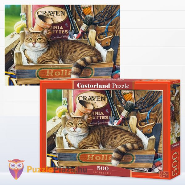 500 darabos A kertész cicája puzzle kirakott képe és doboza - Castorland B-53476