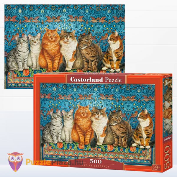 500 darabos macska arisztokraták puzzle kirakott képe és doboza - Castorland B-53469