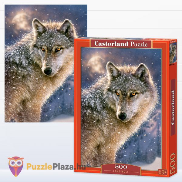500 darabos magányos farkas puzzle kirakott képe és doboza - Castorland B-52431