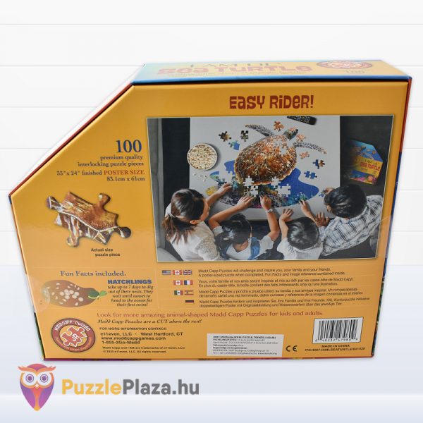 100 darabos teknős forma puzzle doboza hátulról - Wow Puzzle