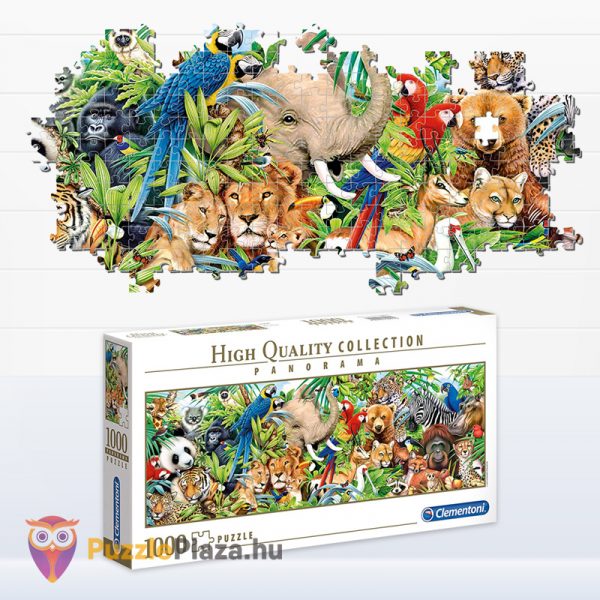 1000 darabos vadállatok panoráma puzzle részlete és doboza - Clementoni 39517