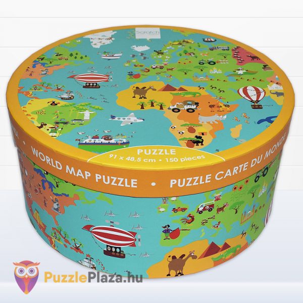 Világtérkép XXL puzzle doboza oldalról - 100 darabos - Scratch Europe