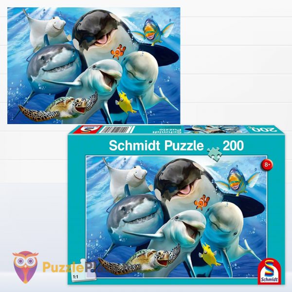 200 darabos Vízalatti állat barátok (Underwater Friends) kirakott képe és doboza - Schmidt 56360