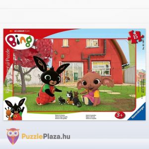 15 darabos Bing Nyuszi és barátai keretes puzzle - Bing a kertben (játék a cicákkal) kirakó - Ravensburger 51007