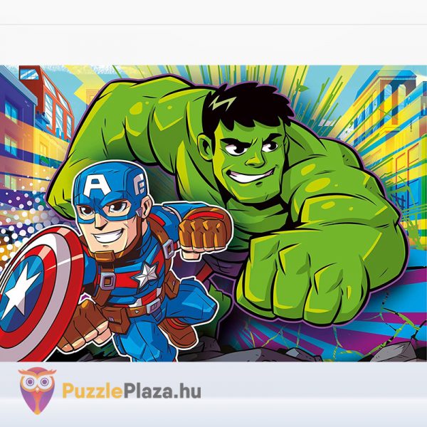 3x48 darabos Marvel: Szuperhősök (Super Hero Adventures) puzzle (Hulk és Amerika Kapitánya) - Clementoni SuperColor 25248