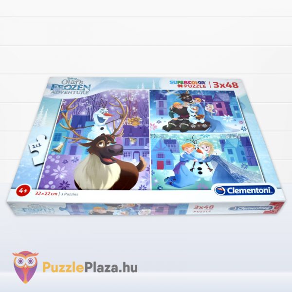 Olaf kalandjai: Jégvarázs puzzle doboza fektetve - 3x48 db - Clementoni SuperColor 25228