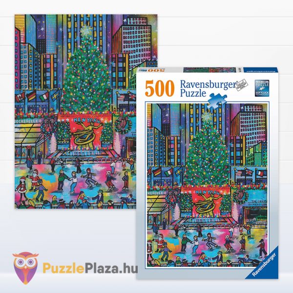 500 darabos Rockefeller Center karácsony puzzle kirakott képe és doboza - Ravensburger 16424