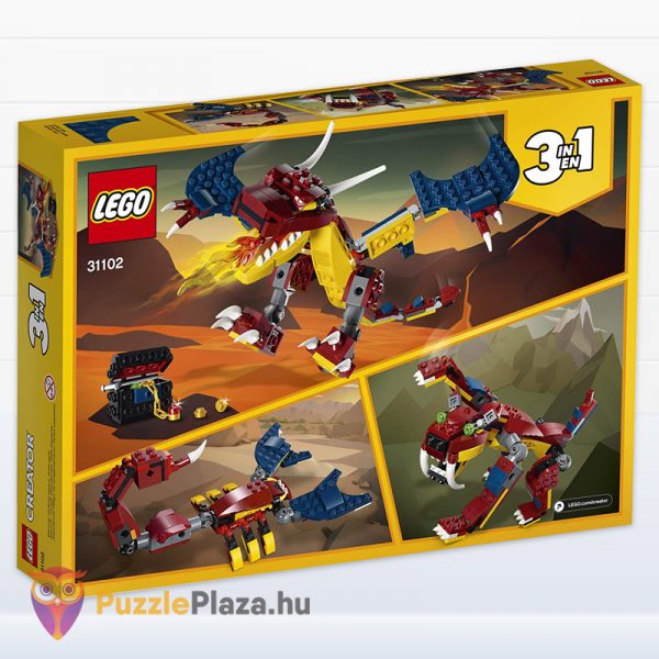 Lego Creator 31102: 3 az 1-ben tűzsárkány doboza hátulról