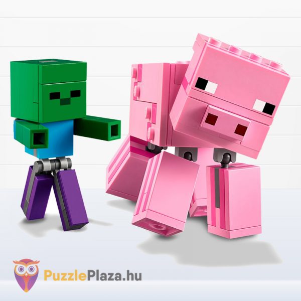 Lego Minecraft 21157: Bigfig malac zombibabával egymás mellett