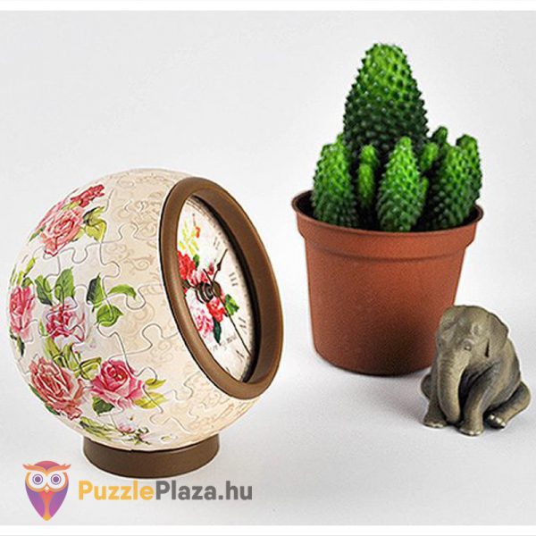 Asztali 3D óra puzzle kirakva: Klasszikus virág minás - 145 db - Pintoo