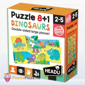 Dinoszauruszok: kétoldalas fejlesztő puzzle (8+1, 32 darabos)