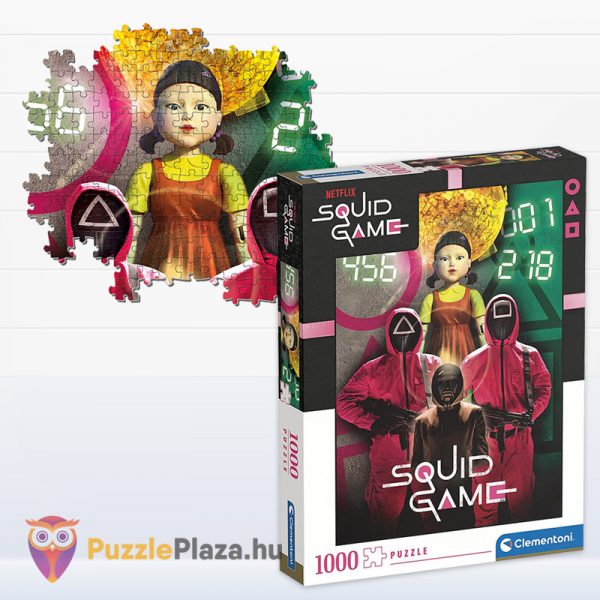Squid Game puzzle (Nyerd meg az életed kirakó) doboza és részlete - 1000 db - Clementoni 39693