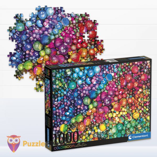 Üveggolyók puzzle (Marbles) doboza és képe - 1000 db - Clementoni ColorBoom 39650