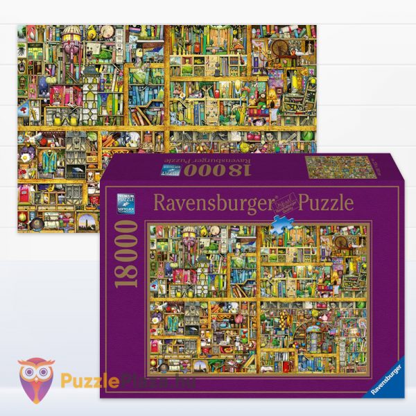 Varázslatos könyves szekrény puzzle képe és doboza - 18000 db - Ravensburger 17825