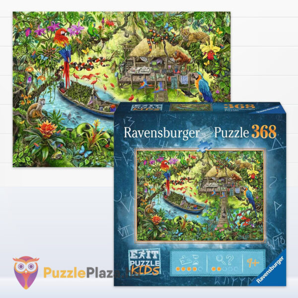 Dzsungel-expedíció szabadulós kirakó képe és doboza - 368 db - Ravensburger Exit Kids Puzzle 12924