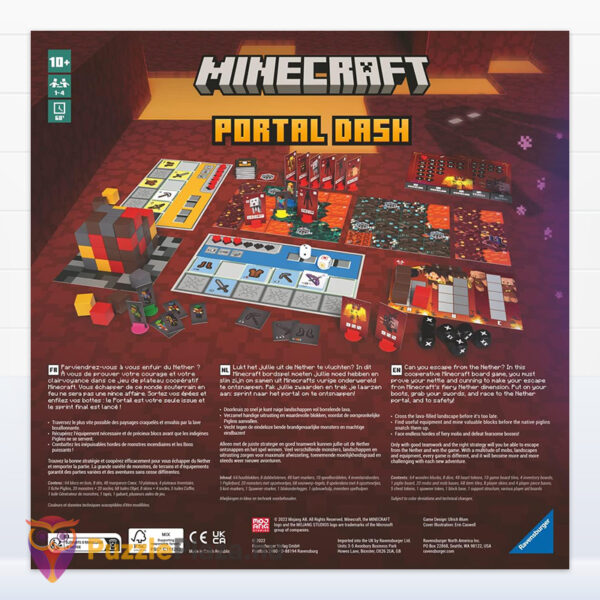 Minecraft: Portal Dash társasjáték, hátulról (Ravensburger)