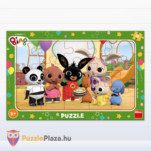 Bing nyuszi és barátai szülinapozás keretes puzzle, 15 darabos (Dino)