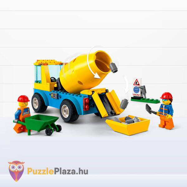 Lego City 60325: Betonkeverő teherautó, játék közben, 2 munkás Lego figurával