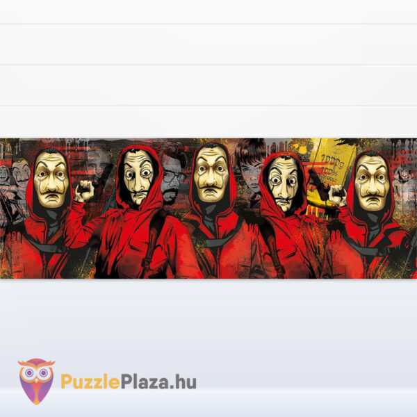 A nagy pénzrablás panoráma puzzle képe (La Casa De Papel), 1000 db, Clementoni 39545