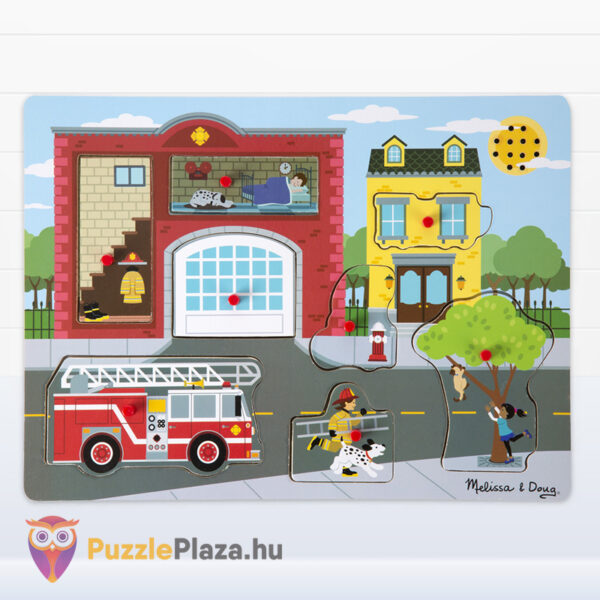 Hangos fa formaillesztő puzzle: A tűzoltóállomás fejlesztő játék (Melissa & Doug)